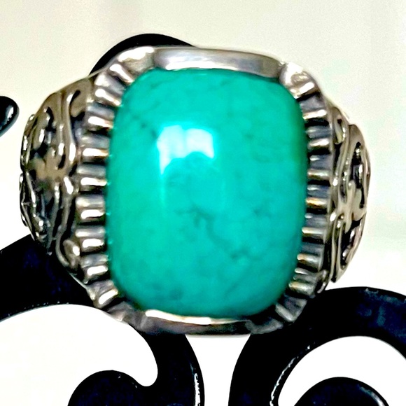 Silpada Vintage Rare .925 Sterling Silver Genuine Turquoise Filagree Ring Sz7.75 - Picture 8 of 9